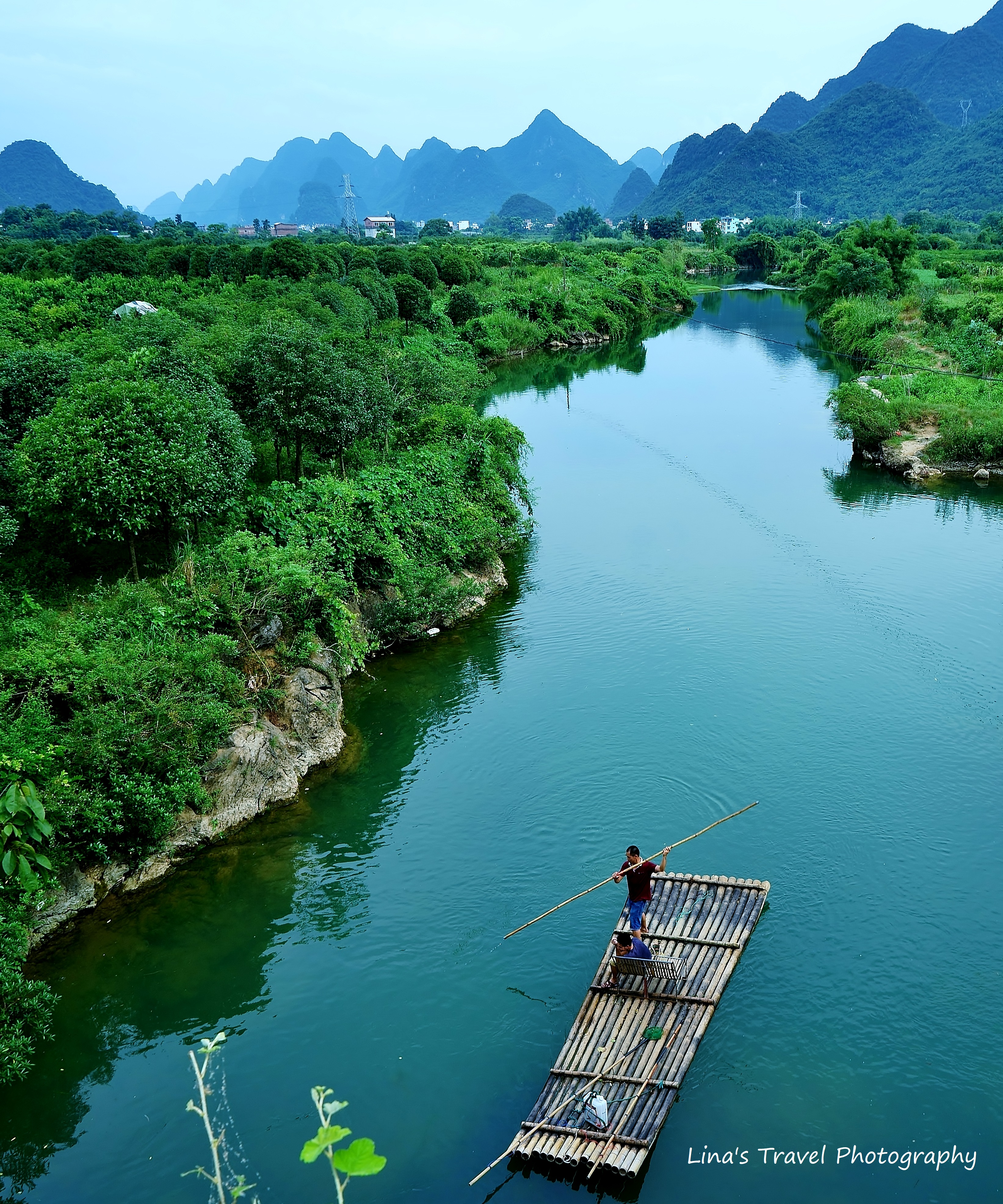 Karst Landscape around Fuli Bridge over Yulong River, Yangshuo, Guangxi, China